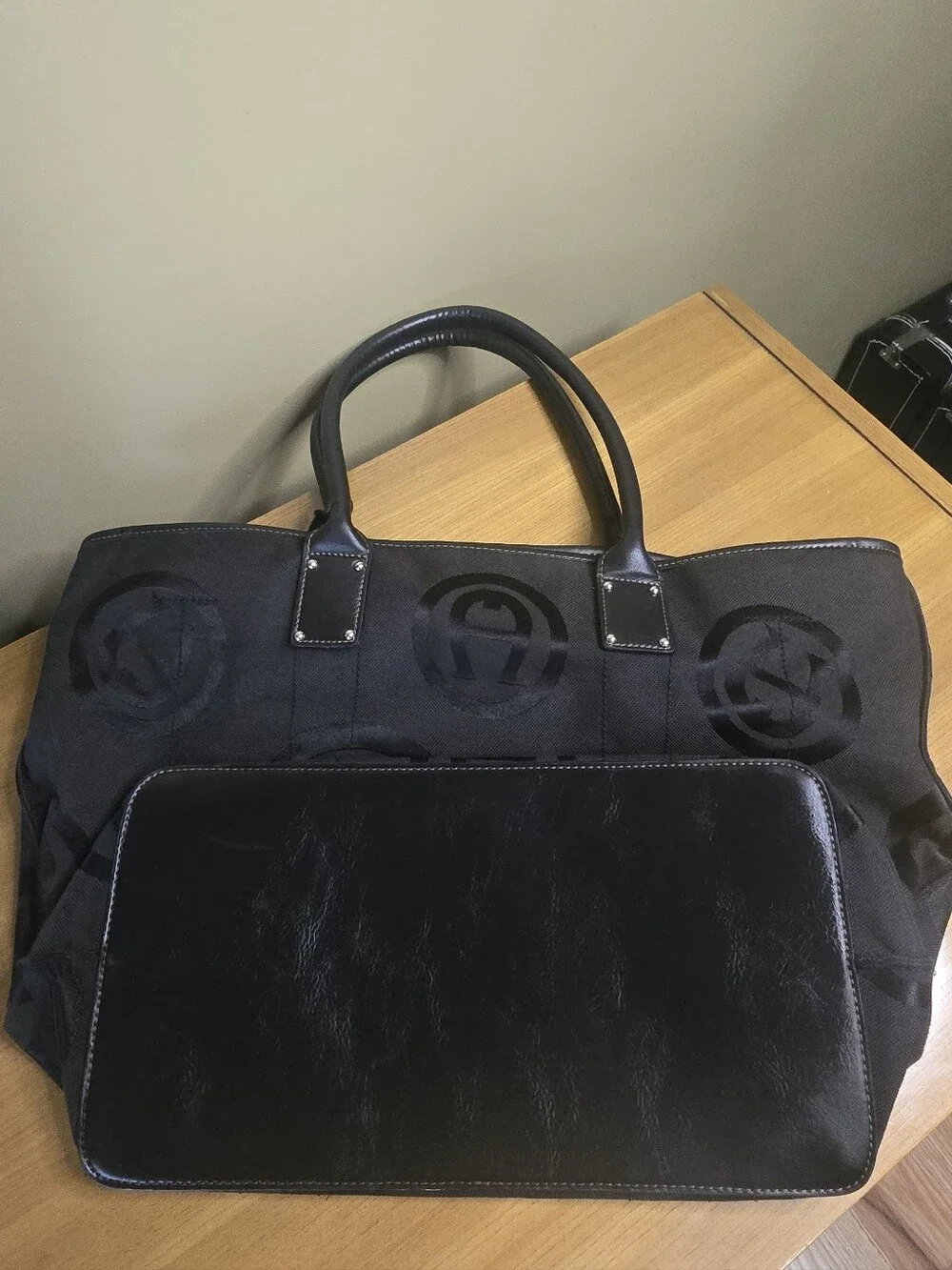 Etienne Aigner Signature Logo Tote Laptop Briefcase Office Shoulder Bag Canvas